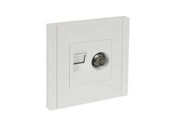 FORTE&PIANO Розетка двойная TV+RJ45 кат.6 FP237 белый IEK FP-AK20-2-K01