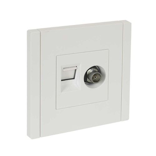 FORTE&PIANO Розетка двойная TV+RJ45 кат.6 FP237 белый IEK FP-AK20-2-K01, купить в Минске по самой низкой цене