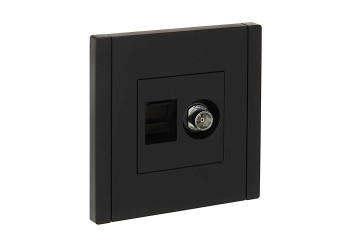 FORTE&PIANO Розетка двойная TV+RJ45 кат.6 FP137 черный IEK FP-AK20-2-K02