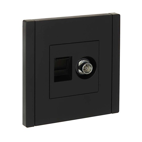 FORTE&PIANO Розетка двойная TV+RJ45 кат.6 FP137 черный IEK FP-AK20-2-K02, купить в Минске по самой низкой цене