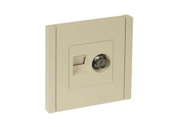 FORTE&PIANO Розетка двойная TV+RJ45 кат.6 FP437 ваниль IEK FP-AK20-2-K10
