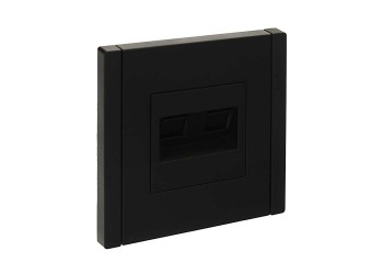 FORTE&PIANO Розетка компьютерная двойная RJ45 кат.5E FP133 черный IEK FP-K20-1-K02