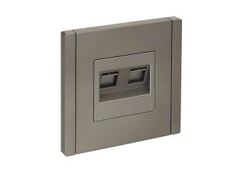 FORTE&PIANO Розетка компьютерная двойная RJ45 кат.5E FP533 сталь IEK FP-K20-1-K46