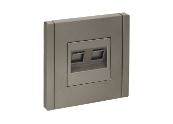 FORTE&PIANO Розетка компьютерная двойная RJ45 кат.6 FP534 сталь IEK FP-K20-2-K46