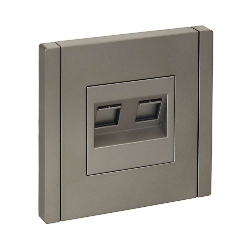 FORTE&PIANO Розетка компьютерная двойная RJ45 кат.6 FP534 сталь IEK FP-K20-2-K46, купить в Минске по самой низкой цене