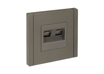 FORTE&PIANO Розетка двойная RJ11+RJ45 кат.5E FP535 сталь IEK FP-KT20-O-1-K46