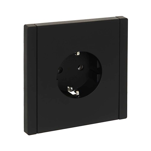 FORTE&PIANO Розетка 1-местная с заземлением без защитных шторок безвинтовое крепление 16А FP114 черный IEK FP-R11-16-1-K02, купить в Минске по самой низкой цене