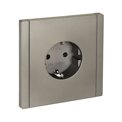 FORTE&PIANO Розетка 1-местная с заземлением без защитных шторок безвинтовое крепление 16А FP514 сталь IEK FP-R11-16-1-K46, купить в Минске по самой низкой цене