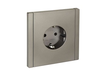 FORTE&PIANO Розетка 1-местная с заземлением без защитных шторок безвинтовое крепление 16А FP514 сталь IEK FP-R11-16-1-K46