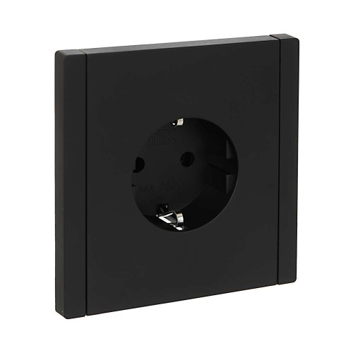 FORTE&PIANO Розетка 1-местная с заземлением без защитных шторок винтовое крепление 16А FP116 черный IEK FP-R11-16-K02, купить в Минске по самой низкой цене