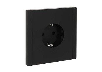 FORTE&PIANO Розетка 1-местная с заземлением с защитными шторками безвинтовое крепление 16А FP113 черный IEK FP-R14-16-1-K02