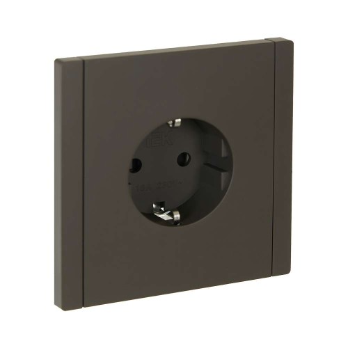 FORTE&PIANO Розетка 1-местная с заземлением с защитными шторками безвинтовое крепление 16А FP313 серый IEK FP-R14-16-1-K03, купить в Минске по самой низкой цене