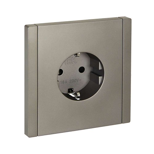 FORTE&PIANO Розетка 1-местная с заземлением с защитными шторками винтовое крепление 16А FP515 сталь IEK FP-R14-16-K46, купить в Минске по самой низкой цене