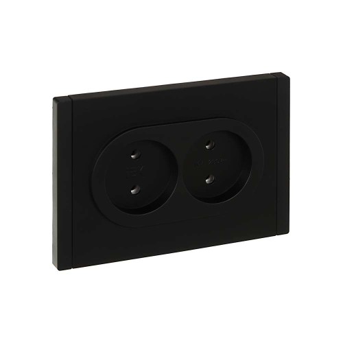 FORTE&PIANO Розетка 2-местная без заземления без защитных шторок безвинтовое крепление 10А FP126 черный IEK FP-R20-10-1-K02, купить в Минске по самой низкой цене