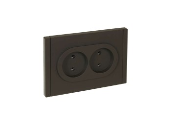 FORTE&PIANO Розетка 2-местная без заземления без защитных шторок безвинтовое крепление 10А FP326 серый IEK FP-R20-10-1-K03