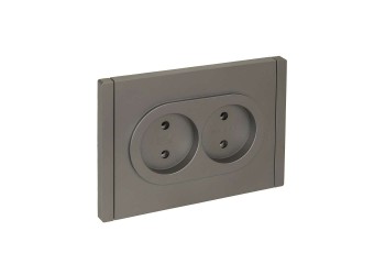 FORTE&PIANO Розетка 2-местная без заземления без защитных шторок безвинтовое крепление 10А FP526 сталь IEK FP-R20-10-1-K46