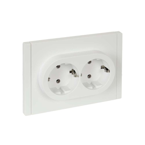 FORTE&PIANO Розетка 2-местная с заземлением без защитных шторок безвинтовое крепление 16А FP224 белый IEK FP-R21-16-1-K01, купить в Минске по самой низкой цене