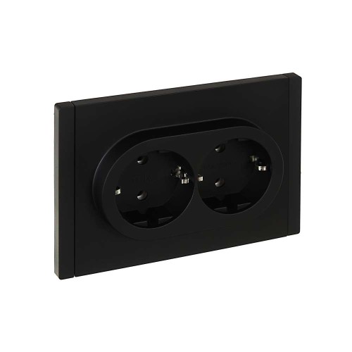 FORTE&PIANO Розетка 2-местная с заземлением без защитных шторок безвинтовое крепление 16А FP124 черный IEK FP-R21-16-1-K02, купить в Минске по самой низкой цене