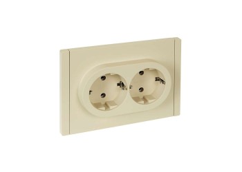 FORTE&PIANO Розетка 2-местная с заземлением без защитных шторок безвинтовое крепление 16А FP424 ваниль IEK FP-R21-16-1-K10