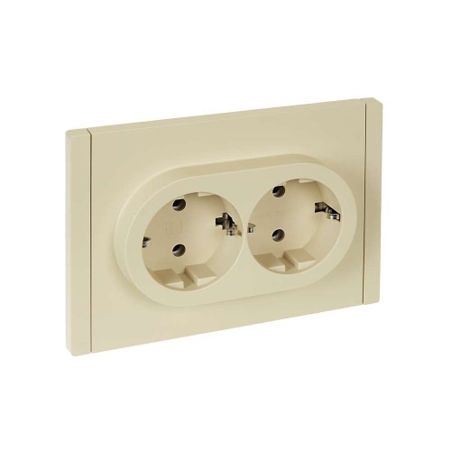 FORTE&PIANO Розетка 2-местная с заземлением без защитных шторок безвинтовое крепление 16А FP424 ваниль IEK FP-R21-16-1-K10, купить в Минске по самой низкой цене