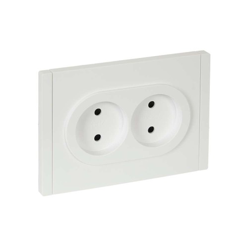FORTE&PIANO Розетка 2-местная без заземления с защитными шторками безвинтовое крепление 10А FP225 белый IEK FP-R23-10-1-K01, купить в Минске по самой низкой цене
