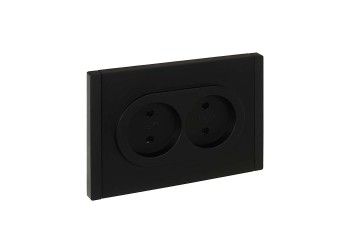 FORTE&PIANO Розетка 2-местная без заземления с защитными шторками безвинтовое крепление 10А FP125 черный IEK FP-R23-10-1-K02