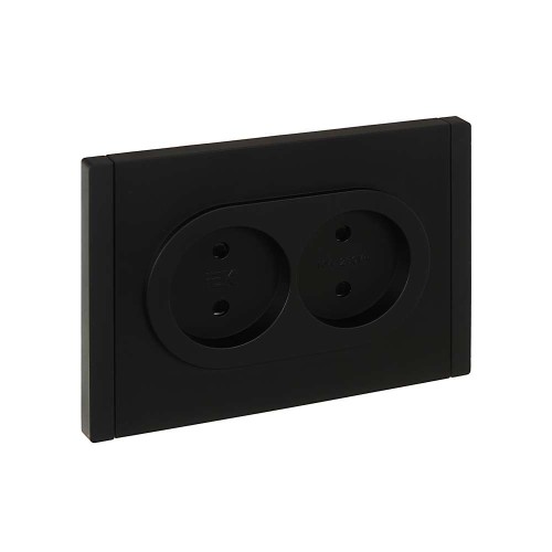 FORTE&PIANO Розетка 2-местная без заземления с защитными шторками безвинтовое крепление 10А FP125 черный IEK FP-R23-10-1-K02, купить в Минске по самой низкой цене