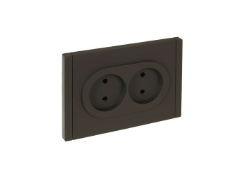 FORTE&PIANO Розетка 2-местная без заземления с защитными шторками безвинтовое крепление 10А FP325 серый IEK FP-R23-10-1-K03