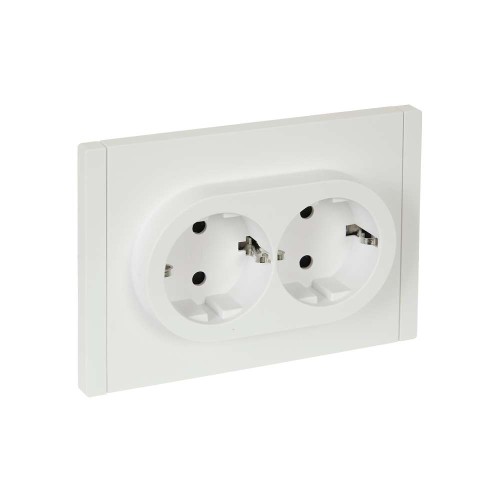 FORTE&PIANO Розетка 2-местная с заземлением с защитными шторками безвинтовое крепление 16А FP223 белый IEK FP-R24-16-1-K01, купить в Минске по самой низкой цене