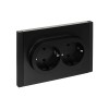 FORTE&PIANO Розетка 2-местная с заземлением с защитными шторками безвинтовое крепление 16А FP123 черный IEK FP-R24-16-1-K02, купить в Минске по самой низкой цене