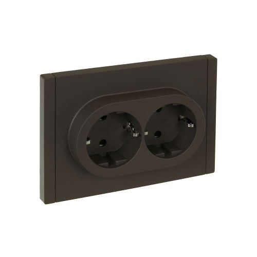 FORTE&PIANO Розетка 2-местная с заземлением с защитными шторками безвинтовое крепление 16А FP323 серый IEK FP-R24-16-1-K03, купить в Минске по самой низкой цене