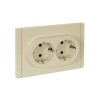 FORTE&PIANO Розетка 2-местная с заземлением с защитными шторками безвинтовое крепление 16А FP423 ваниль IEK FP-R24-16-1-K10, купить в Минске по самой низкой цене