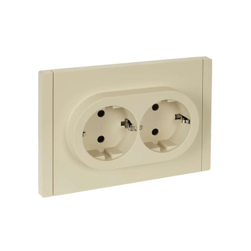 FORTE&PIANO Розетка 2-местная с заземлением с защитными шторками безвинтовое крепление 16А FP423 ваниль IEK FP-R24-16-1-K10, купить в Минске по самой низкой цене