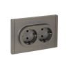FORTE&PIANO Розетка 2-местная с заземлением с защитными шторками безвинтовое крепление 16А FP523 сталь IEK FP-R24-16-1-K46, купить в Минске по самой низкой цене