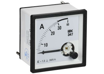 Амперметр Э47 30/5А класс точности 1,5 72х72мм IEK IPA10-6-0030-E