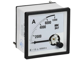 Амперметр Э47 6000/5А класс точности 1,5 72х72мм IEK IPA10-6-6000-E