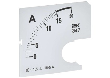Шкала сменная для амперметра Э47 15/5А класс точности 1,5 72х72мм IEK IPA10D-SC-0015