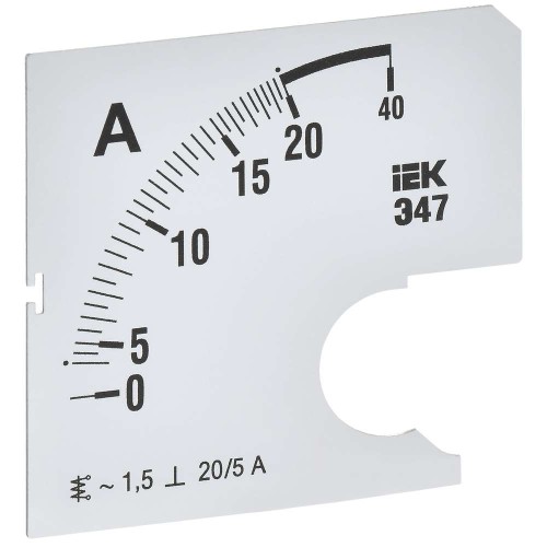 Шкала сменная для амперметра Э47 20/5А класс точности 1,5 72х72мм IEK IPA10D-SC-0020, купить в Минске по самой низкой цене