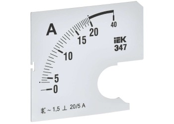 Шкала сменная для амперметра Э47 20/5А класс точности 1,5 72х72мм IEK IPA10D-SC-0020