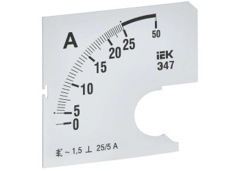 Шкала сменная для амперметра Э47 25/5А класс точности 1,5 72х72мм IEK IPA10D-SC-0025