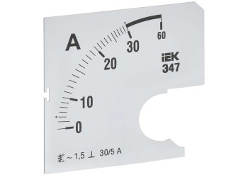 Шкала сменная для амперметра Э47 30/5А класс точности 1,5 72х72мм IEK IPA10D-SC-0030