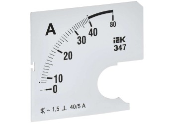 Шкала сменная для амперметра Э47 40/5А класс точности 1,5 72х72мм IEK IPA10D-SC-0040