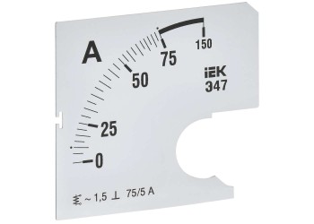 Шкала сменная для амперметра Э47 75/5А класс точности 1,5 72х72мм IEK IPA10D-SC-0075