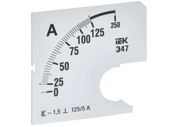 Шкала сменная для амперметра Э47 125/5А класс точности 1,5 72х72мм IEK IPA10D-SC-0125