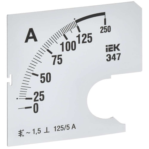 Шкала сменная для амперметра Э47 125/5А класс точности 1,5 72х72мм IEK IPA10D-SC-0125, купить в Минске по самой низкой цене