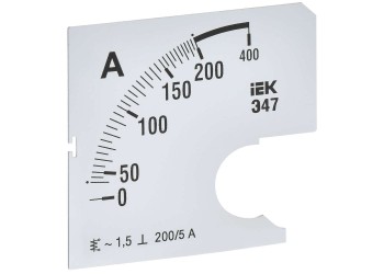 Шкала сменная для амперметра Э47 200/5А класс точности 1,5 72х72мм IEK IPA10D-SC-0200