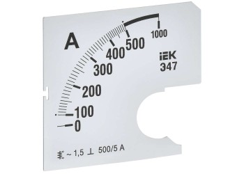 Шкала сменная для амперметра Э47 500/5А класс точности 1,5 72х72мм IEK IPA10D-SC-0500