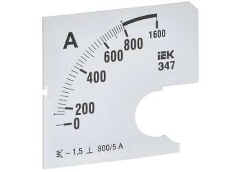 Шкала сменная для амперметра Э47 800/5А класс точности 1,5 72х72мм IEK IPA10D-SC-0800
