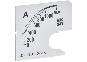 Шкала сменная для амперметра Э47 1000/5А класс точности 1,5 72х72мм IEK IPA10D-SC-1000