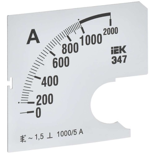 Шкала сменная для амперметра Э47 1000/5А класс точности 1,5 72х72мм IEK IPA10D-SC-1000, купить в Минске по самой низкой цене
